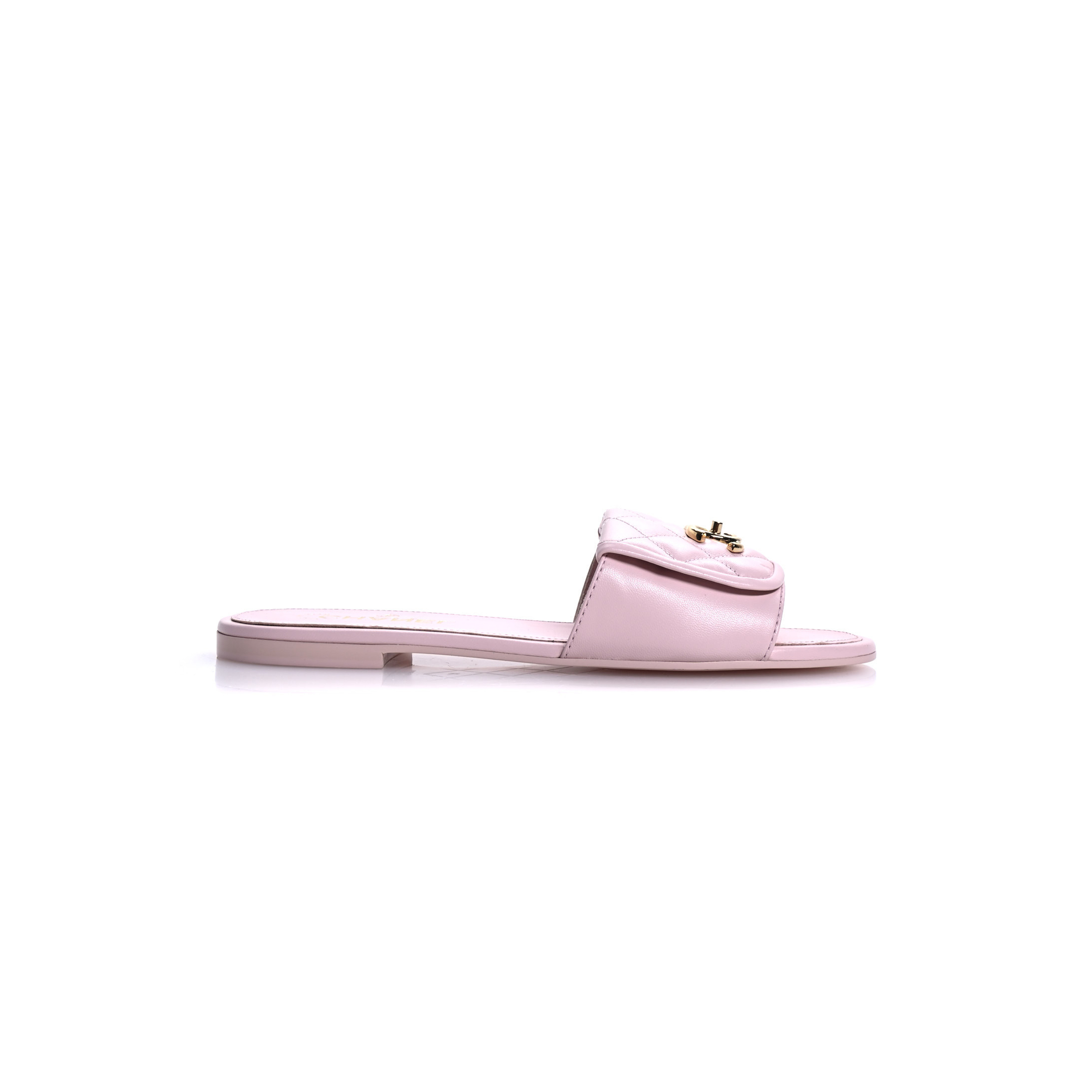 Ch*el lambskin quilted turnlock flat mules 1669317